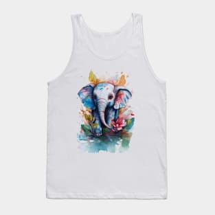 cute elephant colorful in roses Tank Top